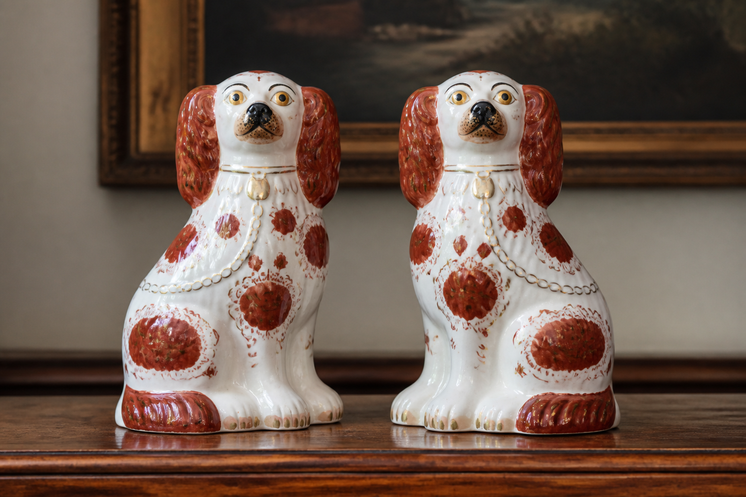 Pair of Staffordshire spaniels